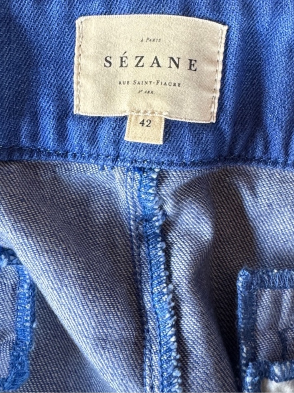 Sézane Phil Trousers in Cobalt Blue Wide leg and belted in Size French 42/US 10 - Picture 10 of 12